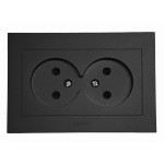 Розетка двухместная б/з OVIVO Grano черный (400-170300-908)