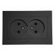 Розетка двухместная б/з OVIVO Grano черный (400-170300-908)