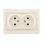Розетка двойная б/з с вставкой LEZARD Mira крем 701-0303-128B