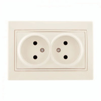 Розетка двойная б/з с вставкой LEZARD Mira крем 701-0303-128B