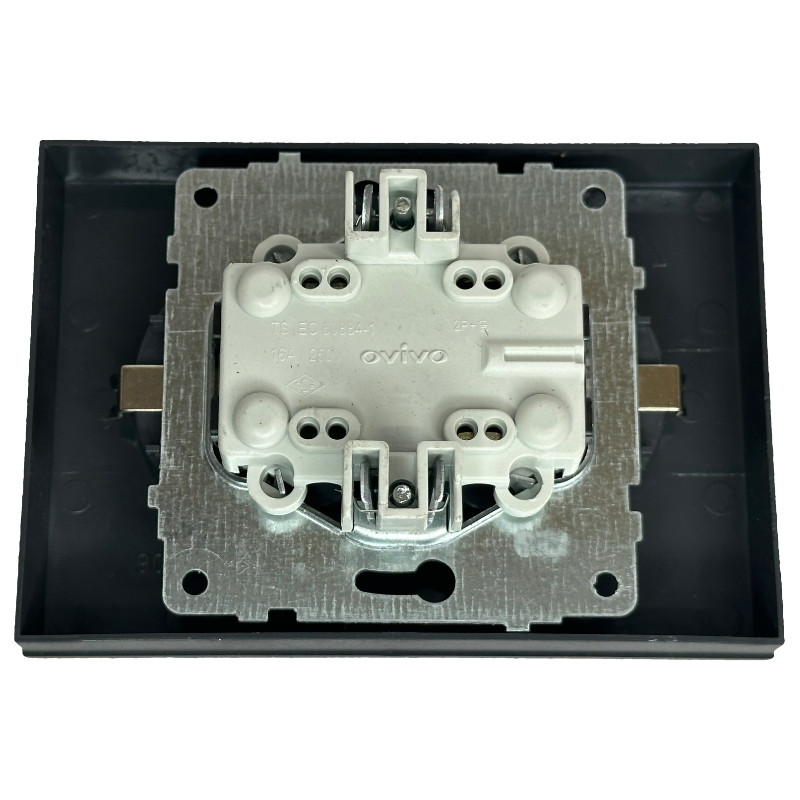 Розетка двомісна з/з OVIVO Grano чорний (400-170300-907)