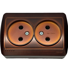 Розетка накладная двухместная  б/з LEZARD Demet античный кедр IP20