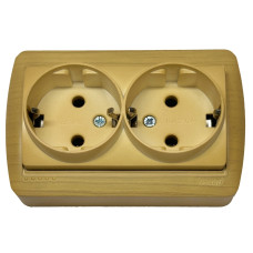 Розетка накладная двухместная с/з LEZARD Demet клен IP20 711-4700-127