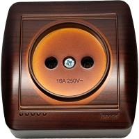 Розетка накладная одинарна б/з LEZARD Demet античный кедр IP20 711-0400-121