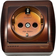 Розетка накладная одинарная с/з LEZARD Demet античный кедр IP20 711-0400-122