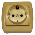 Розетка накладная одинарная с/з LEZARD Demet клен IP20 711-4700-122