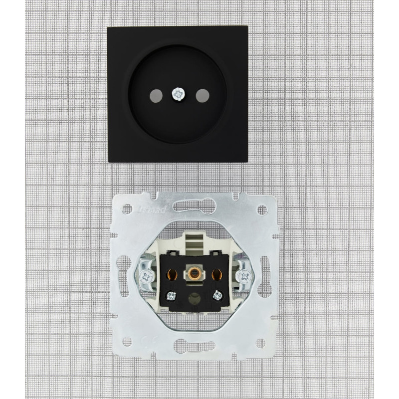 Розетка одинарная б/з LEZARD Vesna черная 742-4288-121В