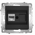 Розетка одинарная компьютерная RJ-45 OVIVO Grano черный (600-000317-229)