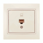 Розетка одинарная компьютерная с вставкой RJ-45 LEZARD Mira крем 701-0303-139