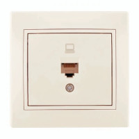 Розетка одинарная компьютерная с вставкой RJ-45 LEZARD Mira крем 701-0303-139