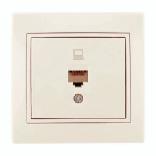 Розетка одинарная компьютерная с вставкой RJ-45 LEZARD Mira крем 701-0303-139