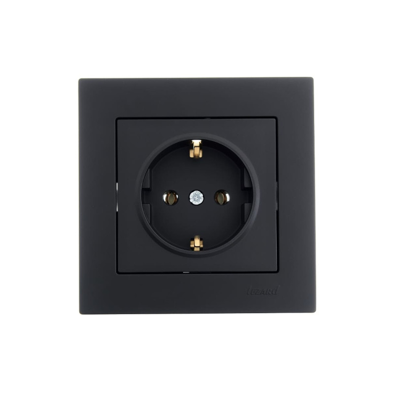 Розетка одинарна з/з LEZARD Vesna чорна 742-4288-122B