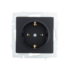 Розетка одинарная с/з LEZARD Vesna черная 742-4288-122B