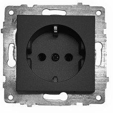 Розетка одинарная с/з OVIVO Grano черный (600-000317-217)