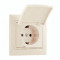 Розетка одинарная с/з крышкой и вставкой LEZARD Mira крем 701-0303-123B