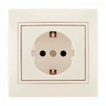 Розетка одинарная с/з с вставкой LEZARD Mira крем 701-0303-122B