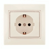 Розетка одинарная с/з с вставкой LEZARD Mira крем 701-0303-122B