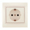 Розетка одинарная с/з с вставкой LEZARD Mira крем 701-0303-122B
