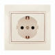 Розетка одинарная с/з с вставкой LEZARD Mira крем 701-0303-122B