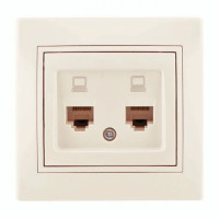 Розетка двойная компьютерная со вставкой RJ-45 LEZARD Mira крем 701-0303-141