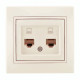 Розетка двойная компьютерная со вставкой RJ-45 LEZARD Mira крем 701-0303-141