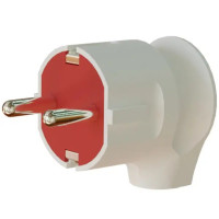 Вилка штепсельная угловая с заземлением NX1004 NEOMAX белая