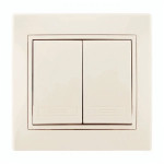 Выключатель двухклавишный с вставкой LEZARD Mira крем 701-0303-101