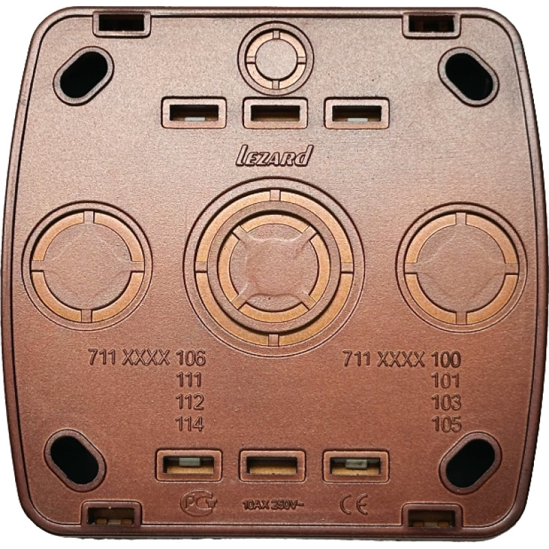 Вимикач накладний двоклавішний LEZARD Demet античний кедр IP20 711-0400-101