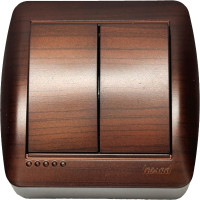Выключатель накладной двухклавишный LEZARD Demet античный кедр IP20 711-0400-101