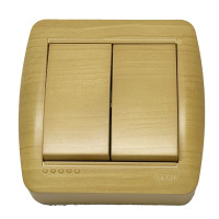 Выключатель накладной двухклавишный LEZARD Demet клен IP20 711-4700-101 