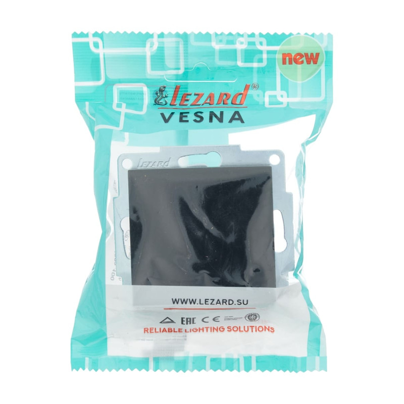 Выключатель одноклавишный LEZARD Vesna черный 742-4288-100