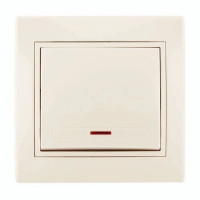 Выключатель одноклавишный с подсветкой и вставкой LEZARD Mira крем