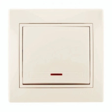Выключатель одноклавишный с подсветкой и вставкой LEZARD Mira крем