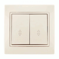 Выключатель проходной двухклавишный с вставкой LEZARD Mira крем 701-0303-106