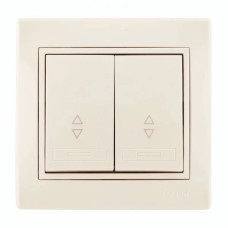 Выключатель проходной двухклавишный с вставкой LEZARD Mira крем 701-0303-106