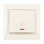 Выключатель проходной одноклавишный с подсветкой и вставкой LEZARD Mira крем 701-0303-114