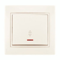 Выключатель проходной одноклавишный с подсветкой и вставкой LEZARD Mira крем 701-0303-114