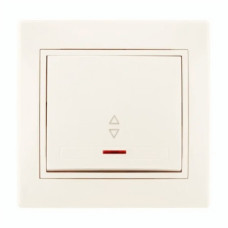 Выключатель проходной одноклавишный с подсветкой и вставкой LEZARD Mira крем 701-0303-114