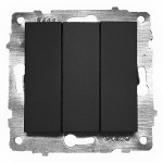 Выключатель трехклавишный OVIVO Grano черный (600-000217-254)