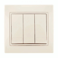 Выключатель трехклавишный с вставкой LEZARD Mira крем 701-0303-109