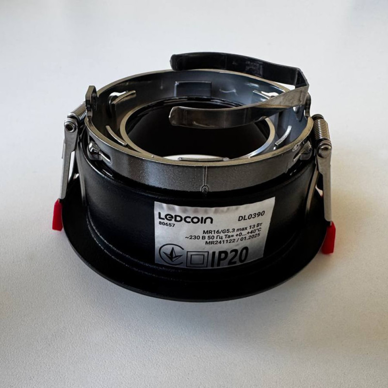 Встраиваемый точечный светильник Ledcoin DL0390 под лампу черный (80657)