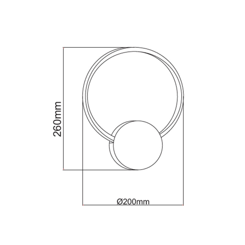Світильник настінний LED 7W 4000K 400lm 180-240V 260мм. чорний круг (029-013-0007-020)