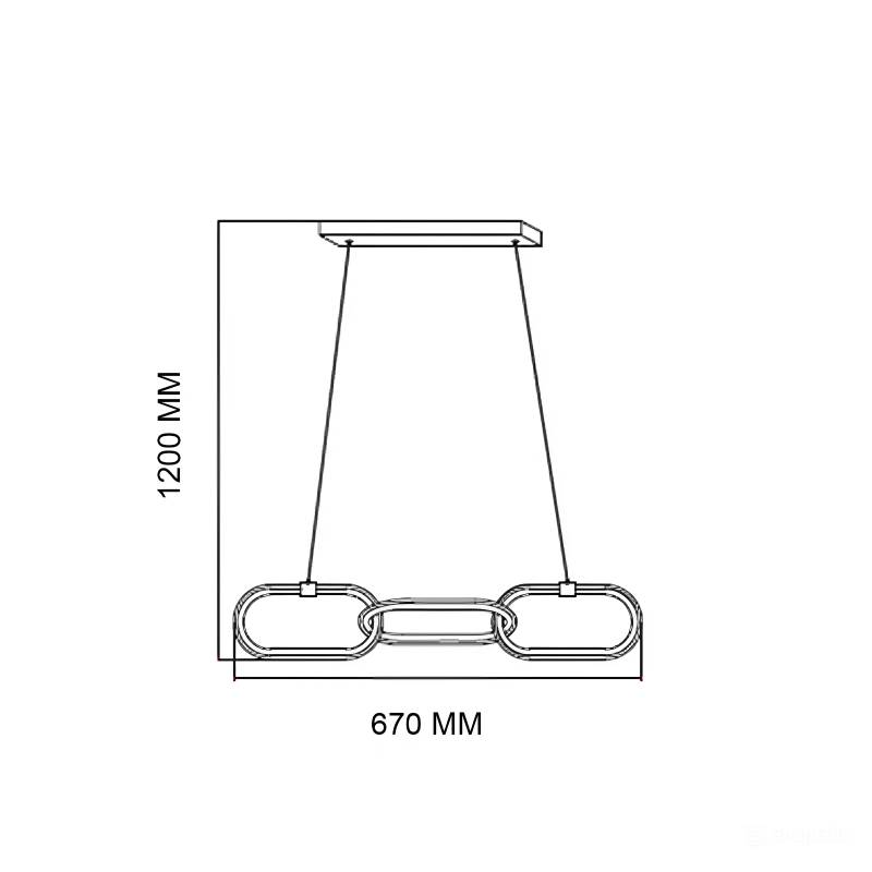 Світлодіодна LED люстра LED 20W 4000K 1200Lm 180-240V овальні кільця 670мм чорна (019-071-0020-020)