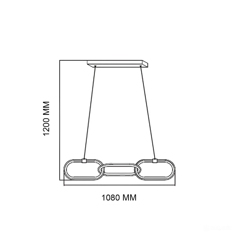 Светодиодная LED люстра LED 36W 4000K 2100Lm 180-240V овальные кольца 1080мм черная (019-071-0036-020)