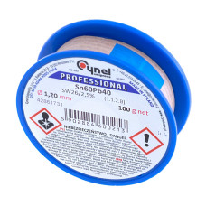 Проволочный припой на катушке 1,2mm 100g с флюсом свинцовый CYNEL