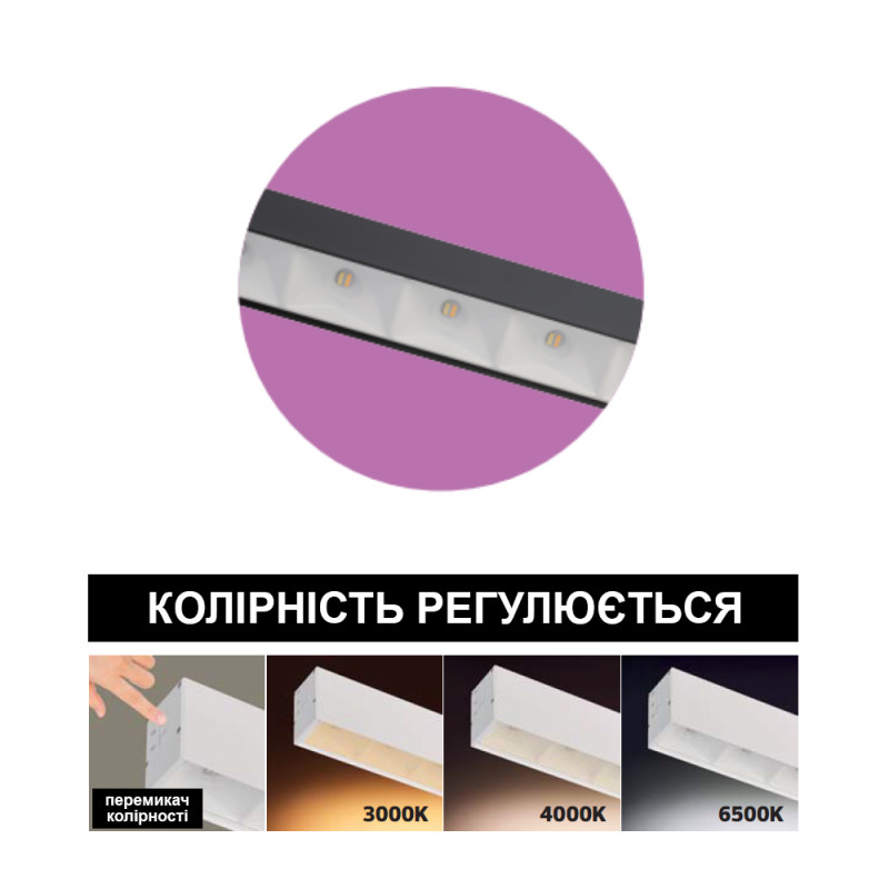 Світлодіодний лінійний світильник люстра DESTINY 3 CCT-40 40W чорна (019-067-1040-020)