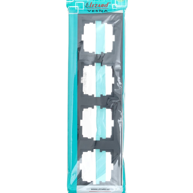 Рамка четверная горизонтальная LEZARD Vesna черная 742-4200-149