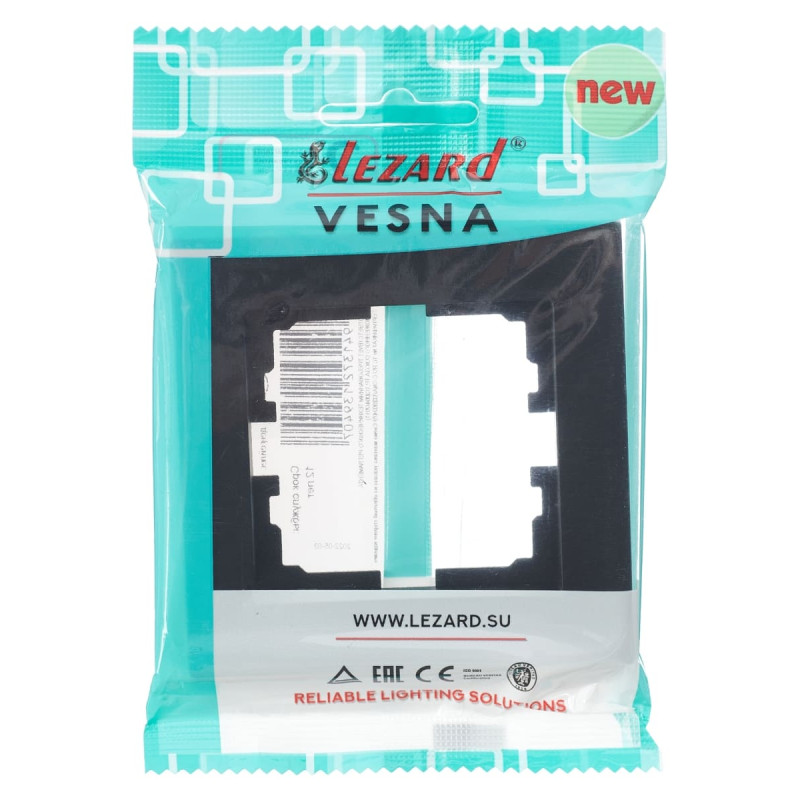 Рамка одинарная LEZARD Vesna черная 742-4200-146