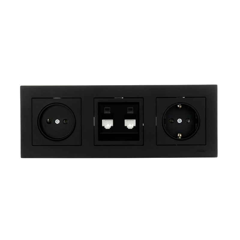 Рамка тройная горизонтальная LEZARD Vesna черная 742-4200-148