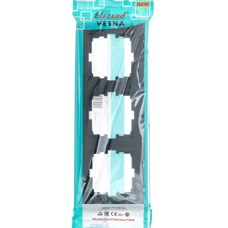 Рамка тройная горизонтальная LEZARD Vesna черная 742-4200-148